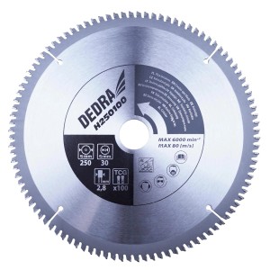 Tarcza pilarska Dedra, średnica 250 mm, do obróbki drewna.