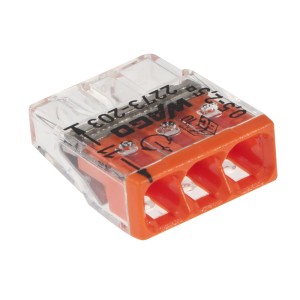 t.b.t. złączka elektryczna z trzema wejściami, pomarańczowa.