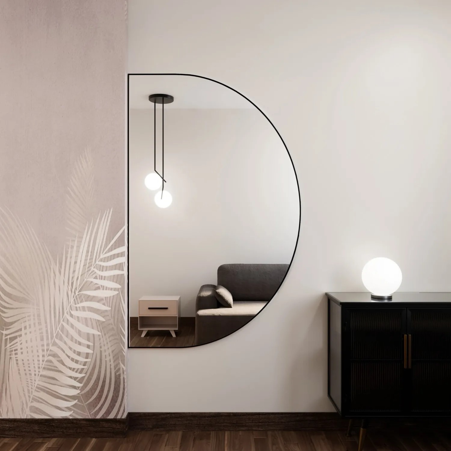 Lustro SemiRound Czarne Bez led 100x50