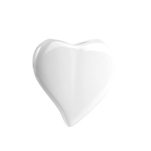 Biały, ceramiczny nawilżacz powietrza w kształcie serca firmy Metrox.