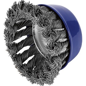 Szczotka garnkowa LUX ze stali, pleciona, Ø 65 mm, do wiertarek. Do odrdzewiania i czyszczenia metalu.