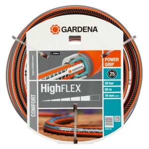 Wąż ogrodowy Gardena Comfort HighFlex, 19 mm, 50 m, z PowerGrip dla bezpiecznego połączenia.