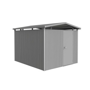 Biohort Panorama metalowy domek ogrodowy, kwarcowoszary, 7,6 m² z drzwiami. Idealny do przechowywania w ogrodzie.