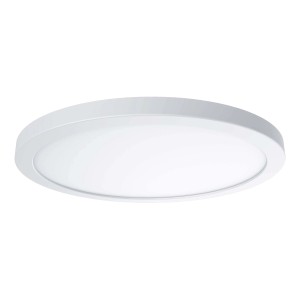 Biała, okrągła lampa sufitowa LED t.b.t. do montażu na suficie.