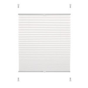 Biała roleta t.b.t. do okien, zbliżenie na plisowaną strukturę.