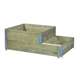 Drewniana podwyższona grządka z dwoma poziomami. Idealna do ogrodu i na taras.