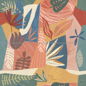 Abstrakcyjny wzór z liśćmi i elementami kwiatowymi do dekorów i listew.