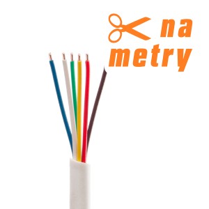 Wielokolorowy kabel w izolacji z tworzywa sztucznego, cięty na metry.