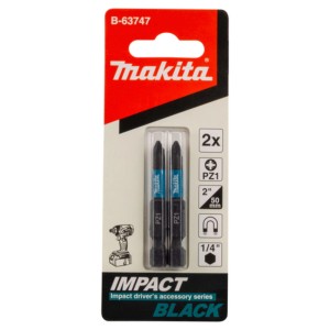 Zestaw bitów Makita, 2 sztuki, PZ1, 50 mm, do wkrętarek. Akcesoria dla majsterkowiczów i profesjonalistów.