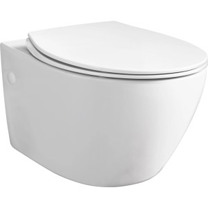 Biała miska wisząca WC (t.b.t.) z zamkniętą deską.