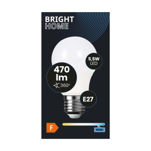 Żarówka LED E27, 5.5W, 470 Lumenów, 6500K, do jasnego oświetlenia.