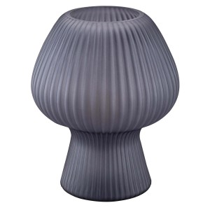 Dekoracyjna lampa stołowa t.b.t. z żebrowanego szkła w kształcie grzyba.