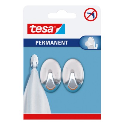 Tesa Haczyk owalny S chrom 2 sztuki