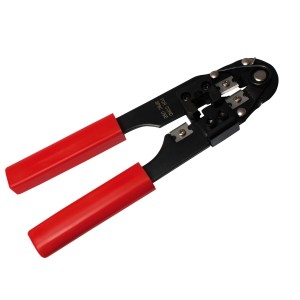 Zaciskarka t.b.t. z czerwonymi uchwytami do prac elektrycznych.