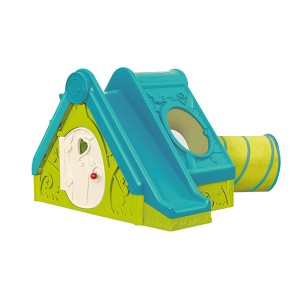 Kolorowy domek do zabawy ze zjeżdżalnią i tunelem dla dzieci, kategoria Domki.