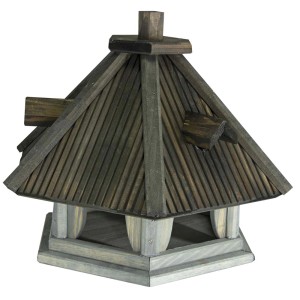 Drewniany karmnik dla ptaków w stylu pagody do ogrodu.