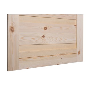 Surowe drewniane drzwi wewnętrzne z poziomymi panelami. Idealne do majsterkowania.