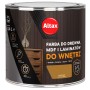 Ciemnobrązowa farba ochronna do drewna Altax do wnętrz w metalowym wiadrze.