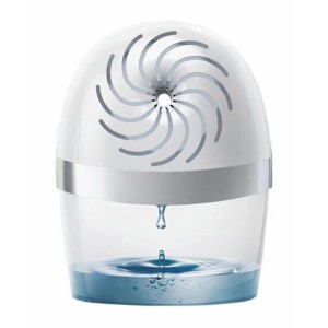 Osuszacz powietrza t.b.t. z kroplą wody w przezroczystym pojemniku.