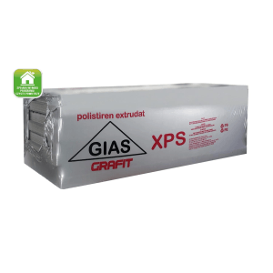 Paczka płyt styropianowych GIAS XPS Grafit, odpowiednich do izolacji termicznej.