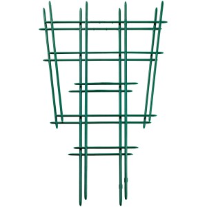 Dwie zielone, proste kratki kwiatowe z tworzywa sztucznego o długości 44 cm do roślin doniczkowych.