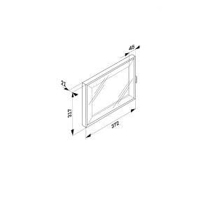Rysunek techniczny szafki do garderoby, wymiary: 372x317x45 mm.