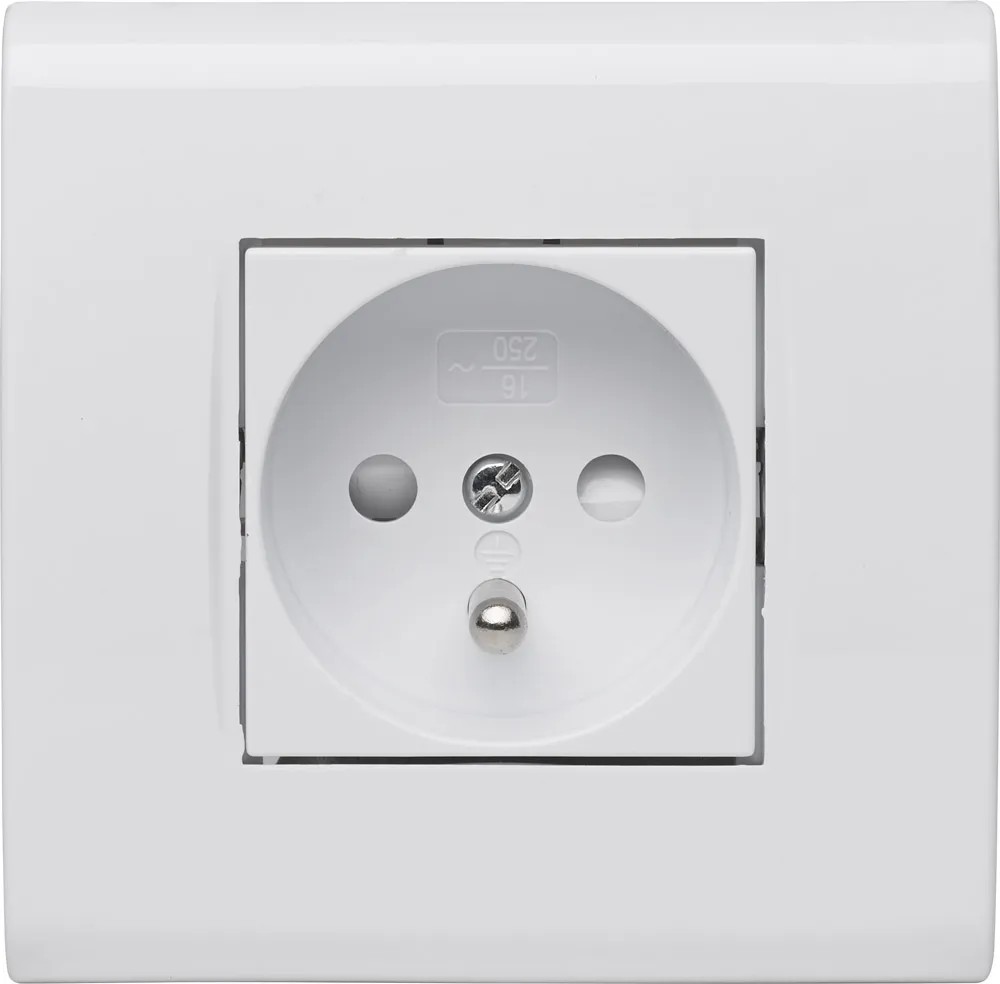 Lux Gniazdo Evian pojedyńcze z uziemieniem białe