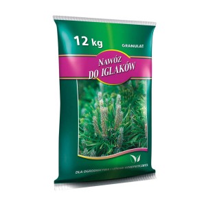 12 kg worek nawozu do iglaków, granulat dla zdrowych, zielonych iglaków.