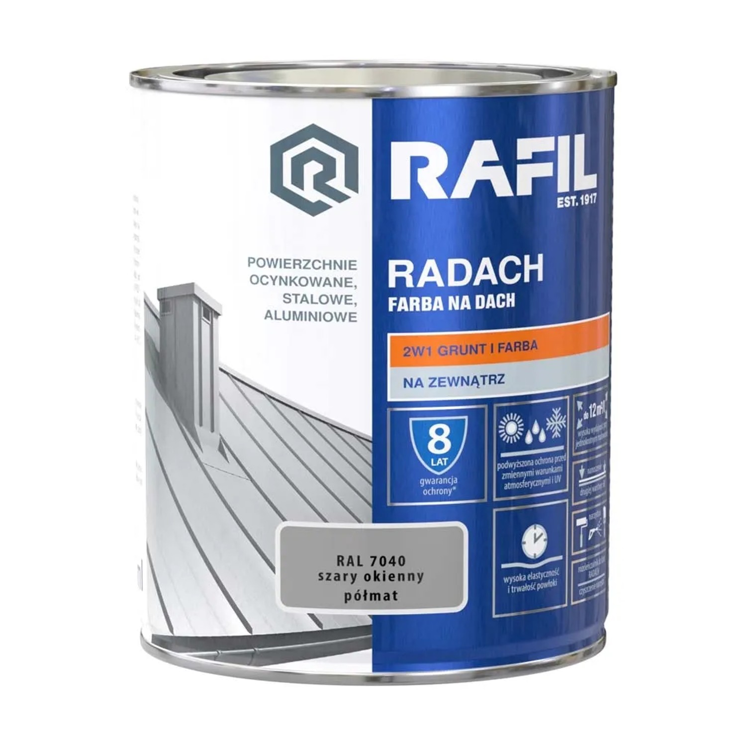 Farba Radach na dach szary okienny RAL7040 0,75L