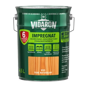 VIDARON Impregnat do drewna, Teak Naturalny, puszka 4,5L. Ochrona drewna do ogrodzeń, mebli ogrodowych i elewacji.