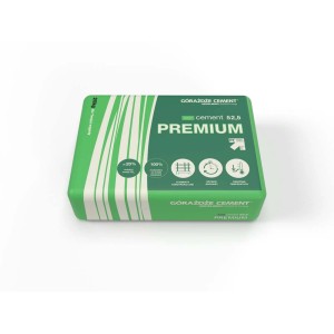 Worek cementu Premium 52,5 Górażdże Cement, zielone opakowanie.