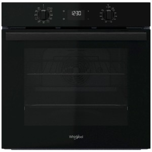 Czarny piekarnik do zabudowy t.b.t. z cyfrowym wyświetlaczem i pokrętłami.