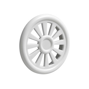 Białe, okrągłe kółko meblowe ze szprychami do konstrukcji mebli.