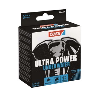 Opakowanie taśmy naprawczej Tesa Ultra Power Under Water, 1,5 m x 50 mm, czarna.