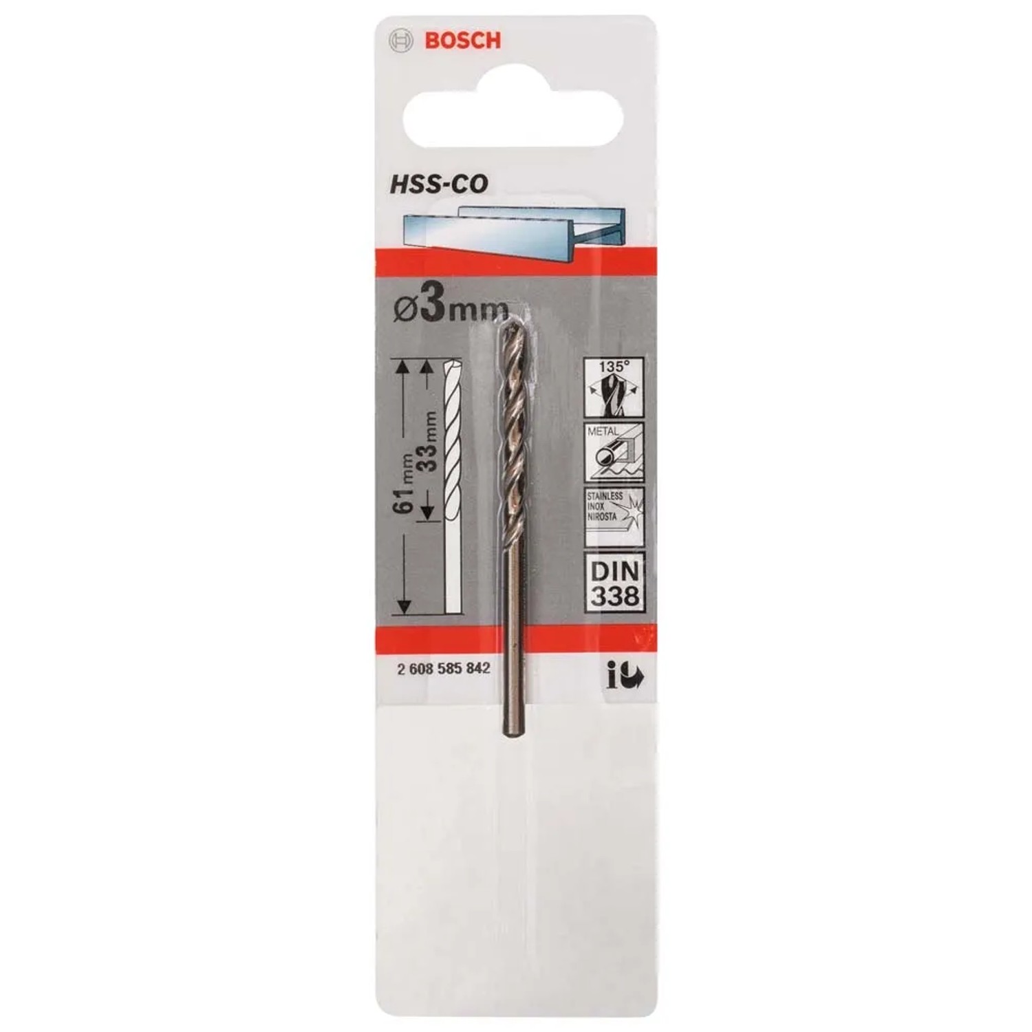 Bosch Professional Wiertło kobaltowe do stali nierdzewnej HSS-Co 3 x 61 mm