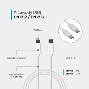 DPM Kabel USB C-C 1 m biały