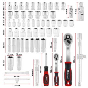 Einhell Wkład piankowy z zestawem kluczy nasadowych do walizki E-CASE - 60 cz.