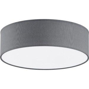 Szara lampa sufitowa t.b.t., okrągły kształt. Nowoczesna lampa do salonu.