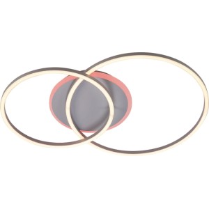 Nowoczesny Plafony LED: t.b.t. lampa sufitowa z dwoma splecionymi pierścieniami w kolorze szarym i różowym.