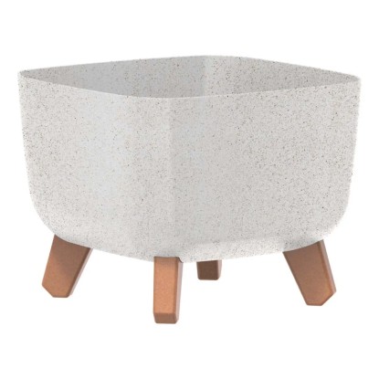 Prosperplast Doniczka Gracja SQ Wood biała  - 24 x 24 cm