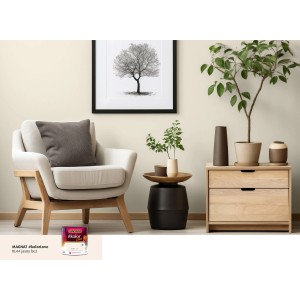 Beżowy salon z farbą Magnat. Jasna farba do ścian wewnętrznych.