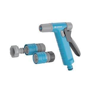 Pistolet ogrodowy Cellfast ze szybkozłączkami, niebiesko-szary.