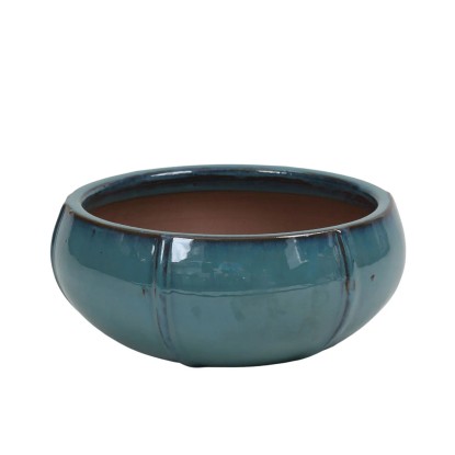 Donica Rib szkliwiona morski błękit - 33,5x14 cm