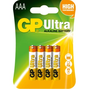 GP Ultra AAA Bateria alkaliczna, 4 sztuki. Baterie o wysokiej wydajności do różnych urządzeń.