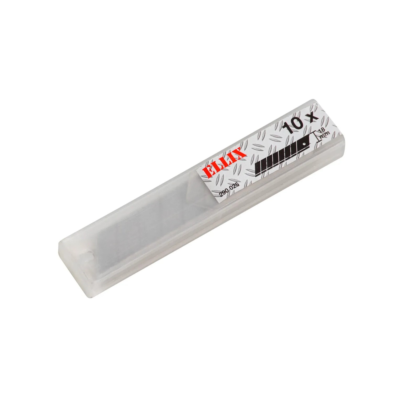 Ostrza Ellix 18 mm, 10 sztuk w przezroczystym plastikowym dozowniku.