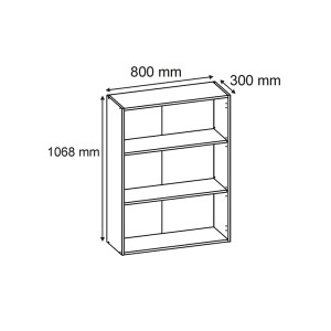 Rysunek techniczny szafki t.b.t. z trzema przegródkami i wymiarami.