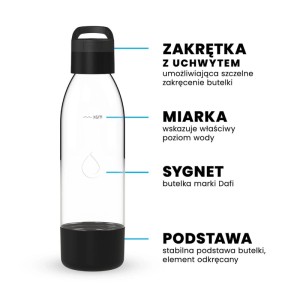 Dafi Butelka do saturatora PushAir czarna z uchwytem - 0,7 l