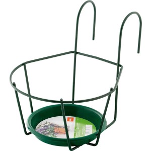 Zielony haczyk na doniczkę Ø 18 cm do skrzynek balkonowych, bez montażu.