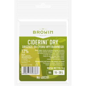 Suszone drożdże 'Ciderini Dry' Browin do wyrobu wina. Idealne do produkcji cydru.