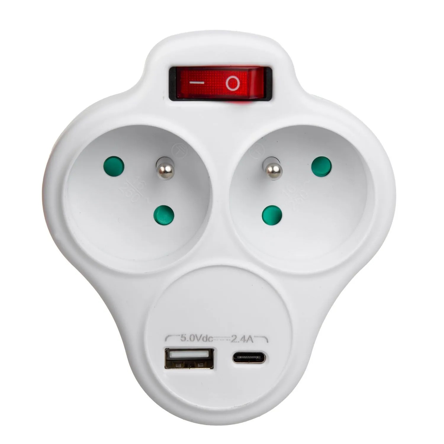 Maclean Rozgałęziacz MCE336 typ E, 2x 2P+Z + 2xUSB, 2x16A, biały